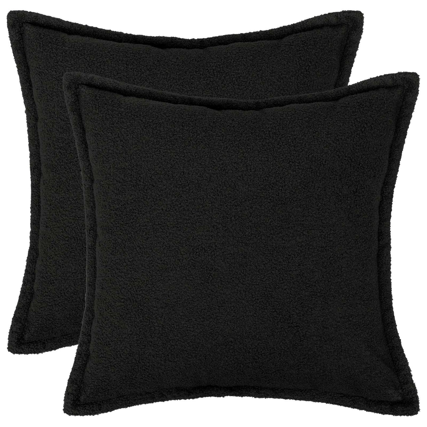 Cushion Cover 2 pcs HOUTEN Black 80 x 80 cm Bouclé
