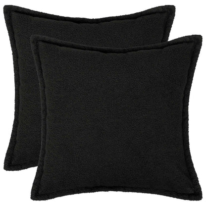 Cushion Cover 2 pcs HOUTEN Black 80 x 80 cm Bouclé