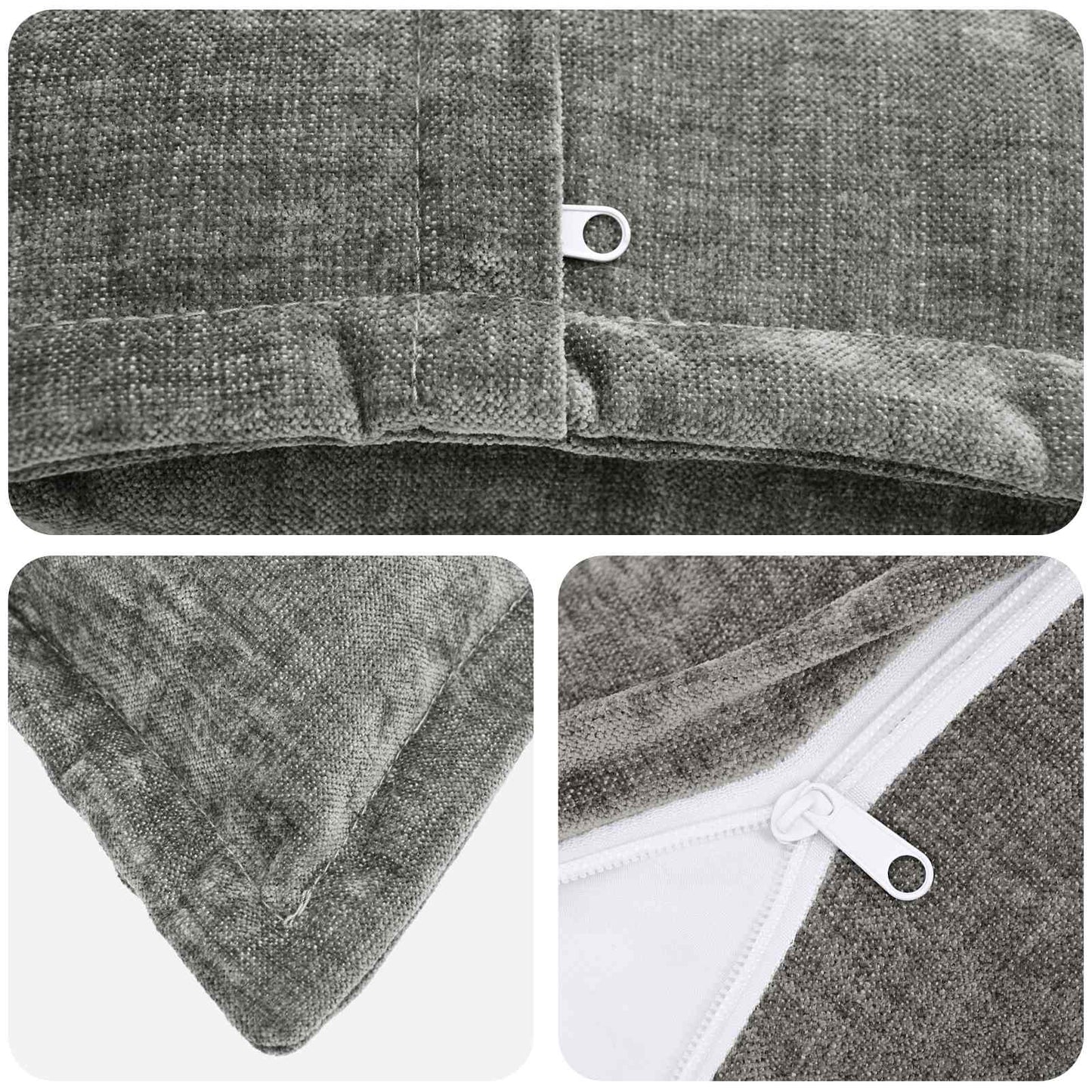 Cushion Cover 6 pcs HOUTEN Dark Grey 80 x 80 cm Chenille Fabric