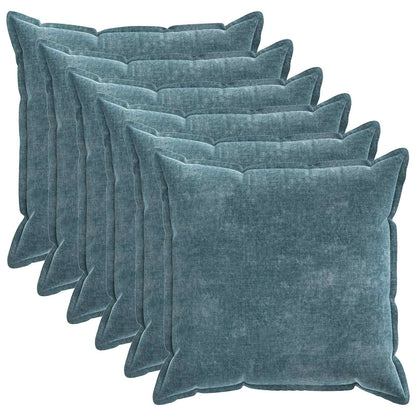 Cushion Cover 6 pcs HOUTEN Blue 80 x 80 cm Chenille Fabric