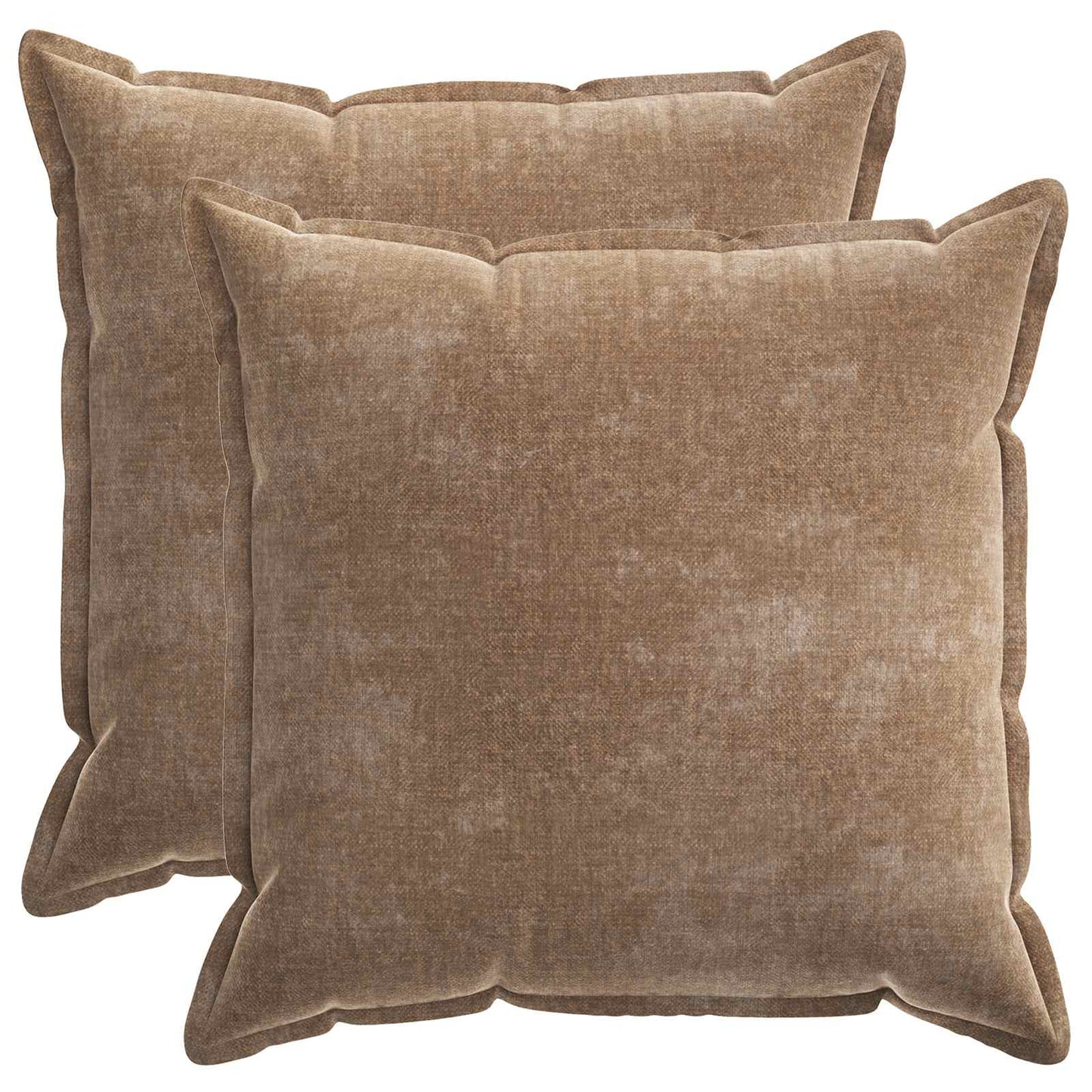 Cushion Cover 2 pcs HOUTEN Brown 80 x 80 cm Chenille Fabric