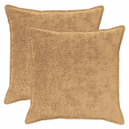 Cushion Cover 2 pcs HOUTEN Taupe 80 x 80 cm Faux Rabbit Fur