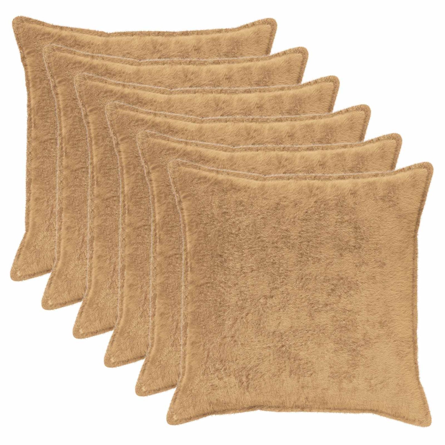 Cushion Cover 6 pcs HOUTEN Taupe 80 x 80 cm Faux Rabbit Fur
