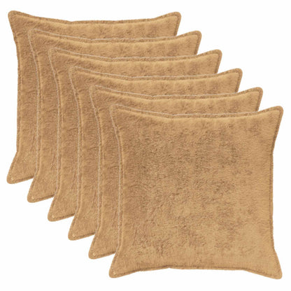 Cushion Cover 6 pcs HOUTEN Taupe 80 x 80 cm Faux Rabbit Fur