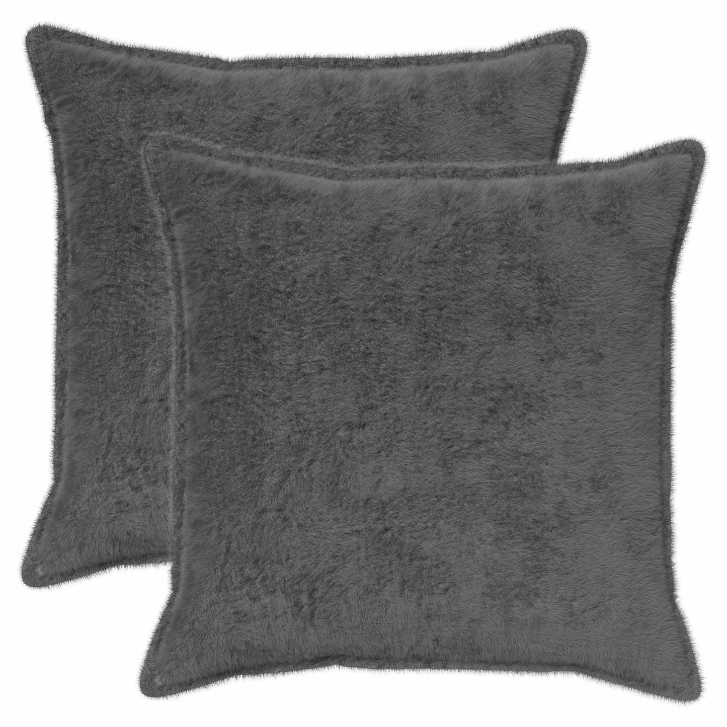 Cushion Cover 2 pcs HOUTEN Dark Grey 80 x 80 cm Faux Rabbit Fur