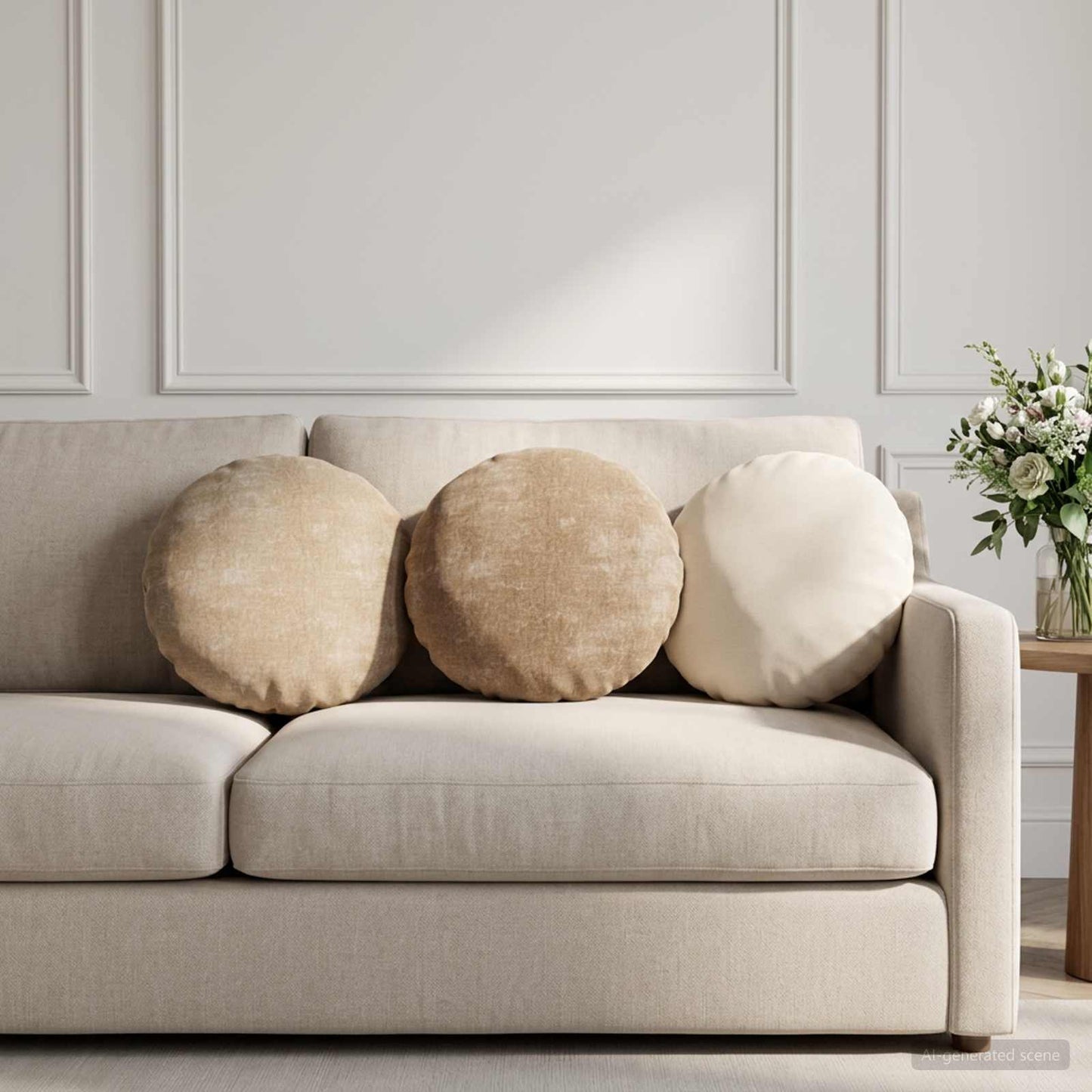 Cushion Cover 2 pcs HEERLEN Taupe Ø 40 cm Chenille Fabric