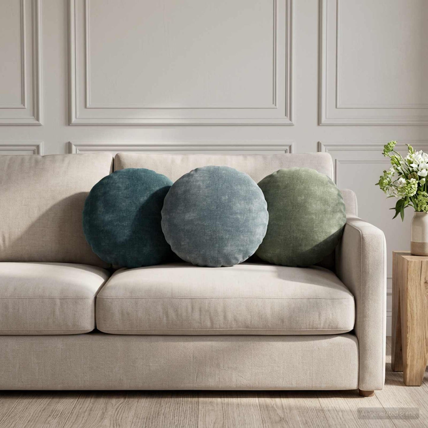 Cushion Cover 6 pcs HEERLEN Light Blue Ø 40 cm Chenille Fabric