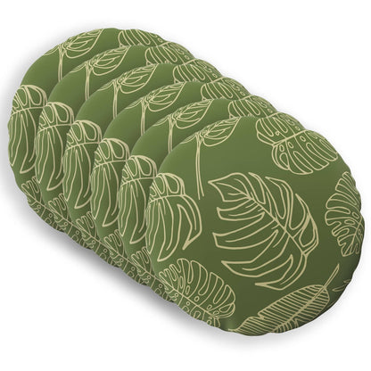 Cushion Cover 6 pcs HEERLEN Leaf Design Ø 30 cm Polyester