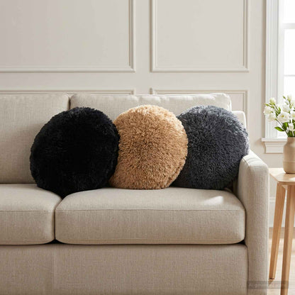 Cushion Cover 6 pcs HEERLEN Black Ø 30 cm PV Fleece