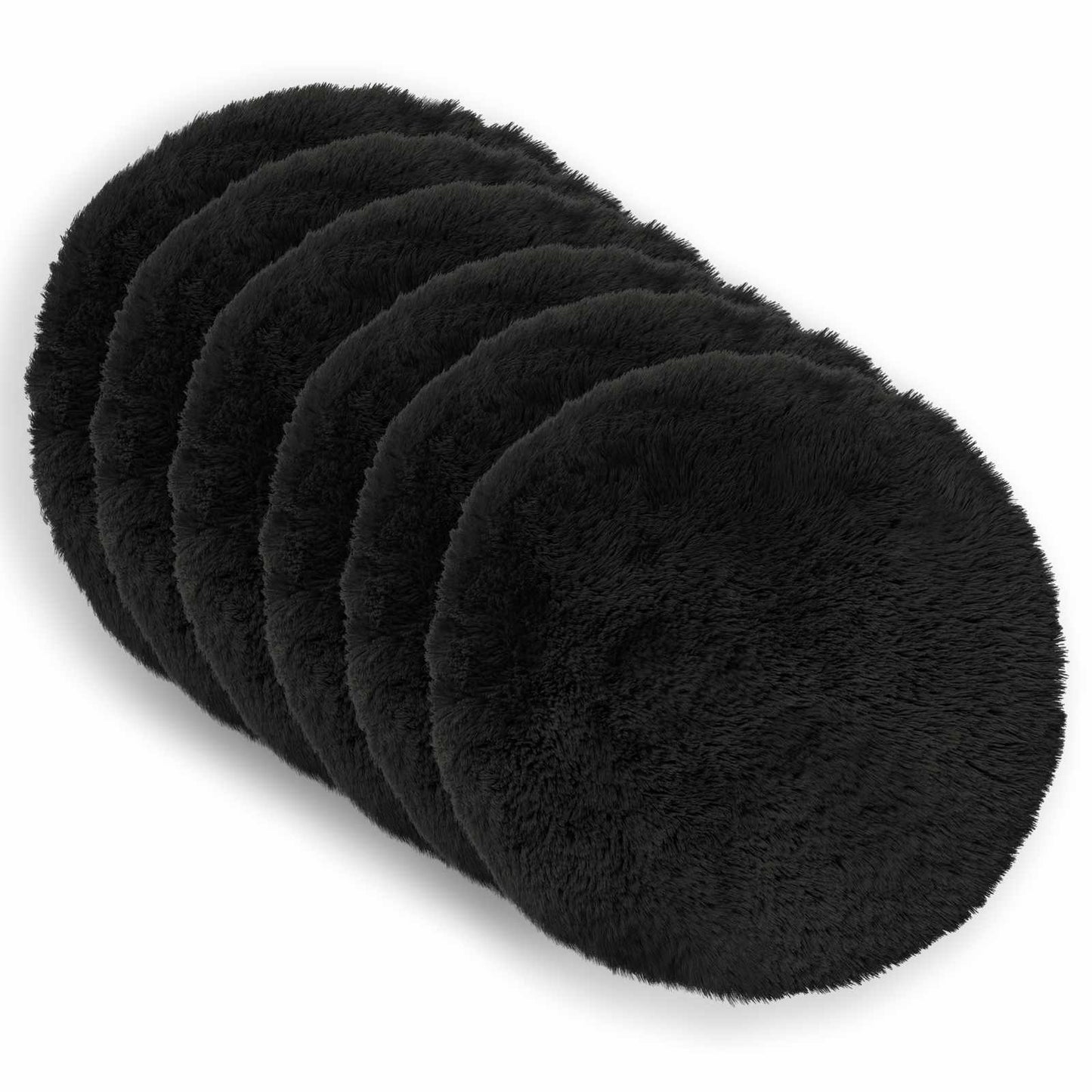 Cushion Cover 6 pcs HEERLEN Black Ø 30 cm PV Fleece