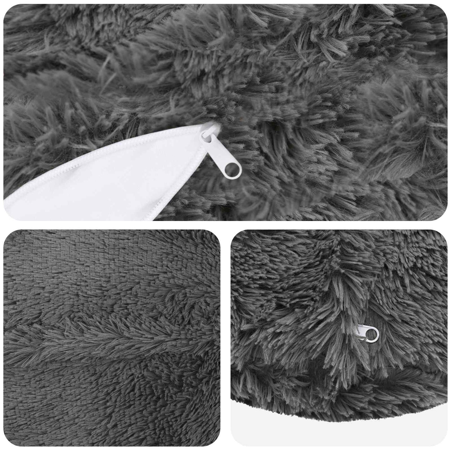 Cushion Cover 6 pcs HEERLEN Light Grey Ø 30 cm PV Fleece