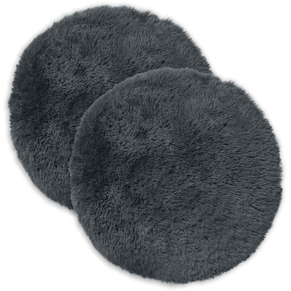Cushion Cover 2 pcs HEERLEN Anthracite Ø 30 cm PV Fleece