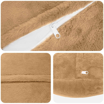 Cushion Cover 6 pcs HEERLEN Taupe Ø 30 cm Faux Rabbit Fur