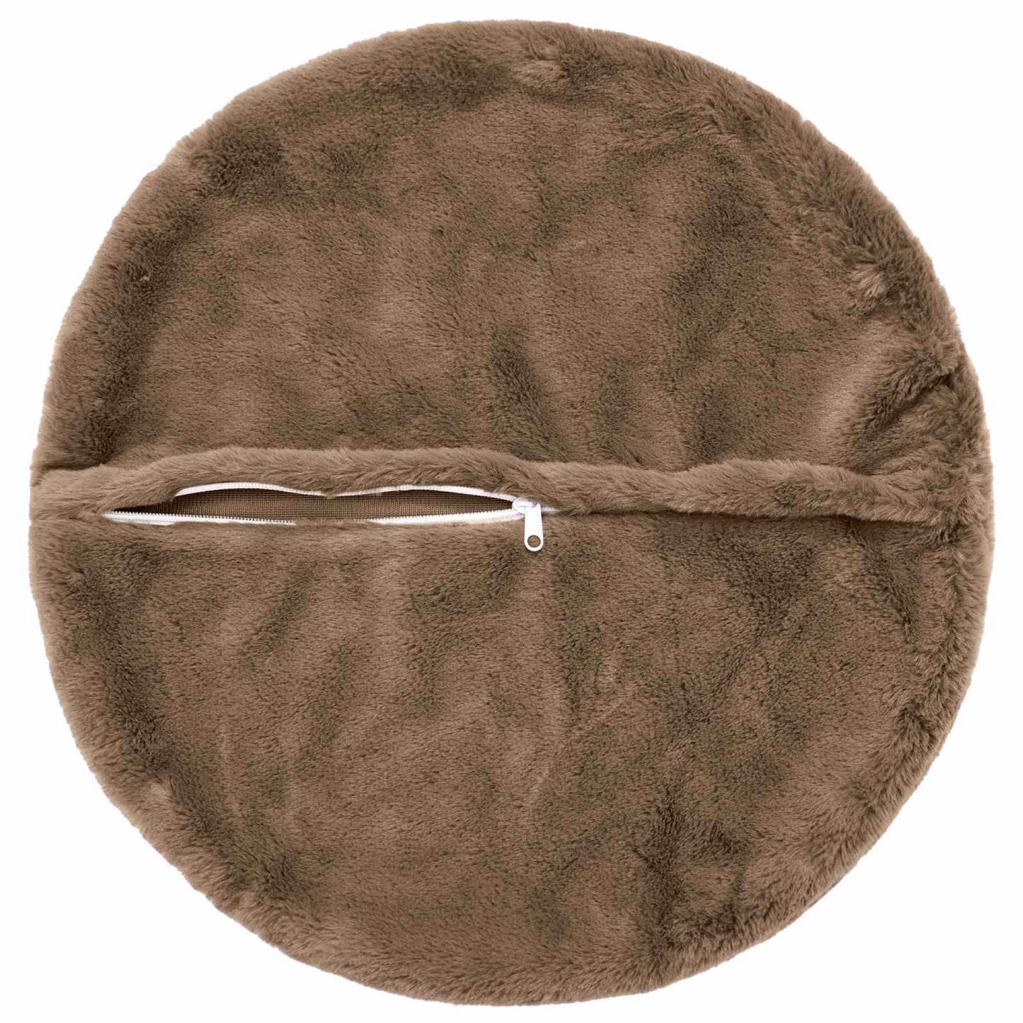 Cushion Cover 6 pcs HEERLEN Light Brown Ø 30 cm Faux Rabbit Fur