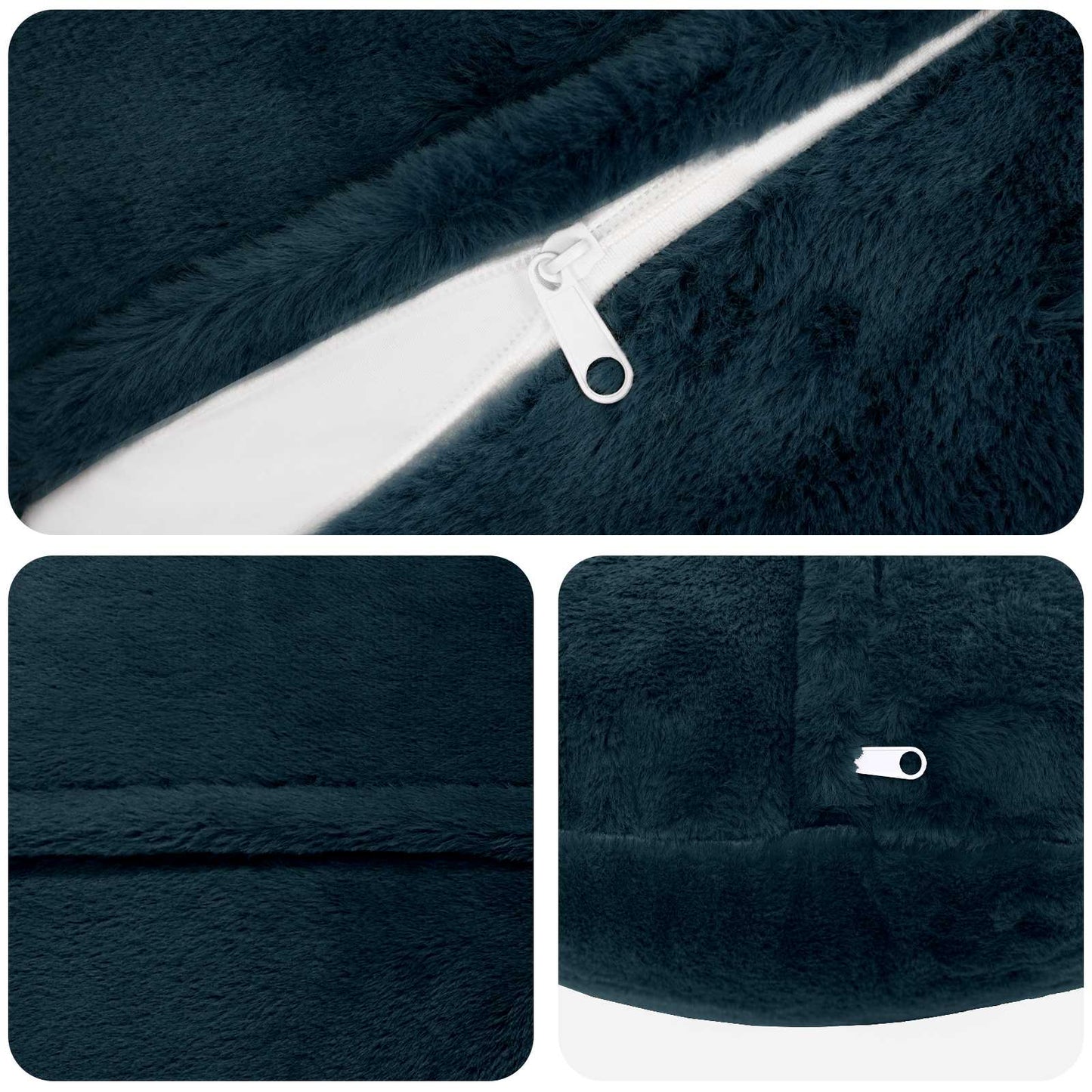 Cushion Cover 6 pcs HEERLEN Navy Blue Ø 30 cm Faux Rabbit Fur