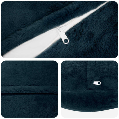 Cushion Cover 6 pcs HEERLEN Navy Blue Ø 30 cm Faux Rabbit Fur
