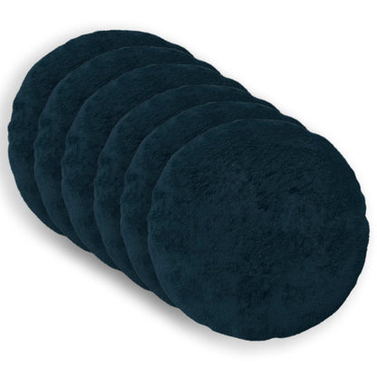 Cushion Cover 6 pcs HEERLEN Navy Blue Ø 30 cm Faux Rabbit Fur