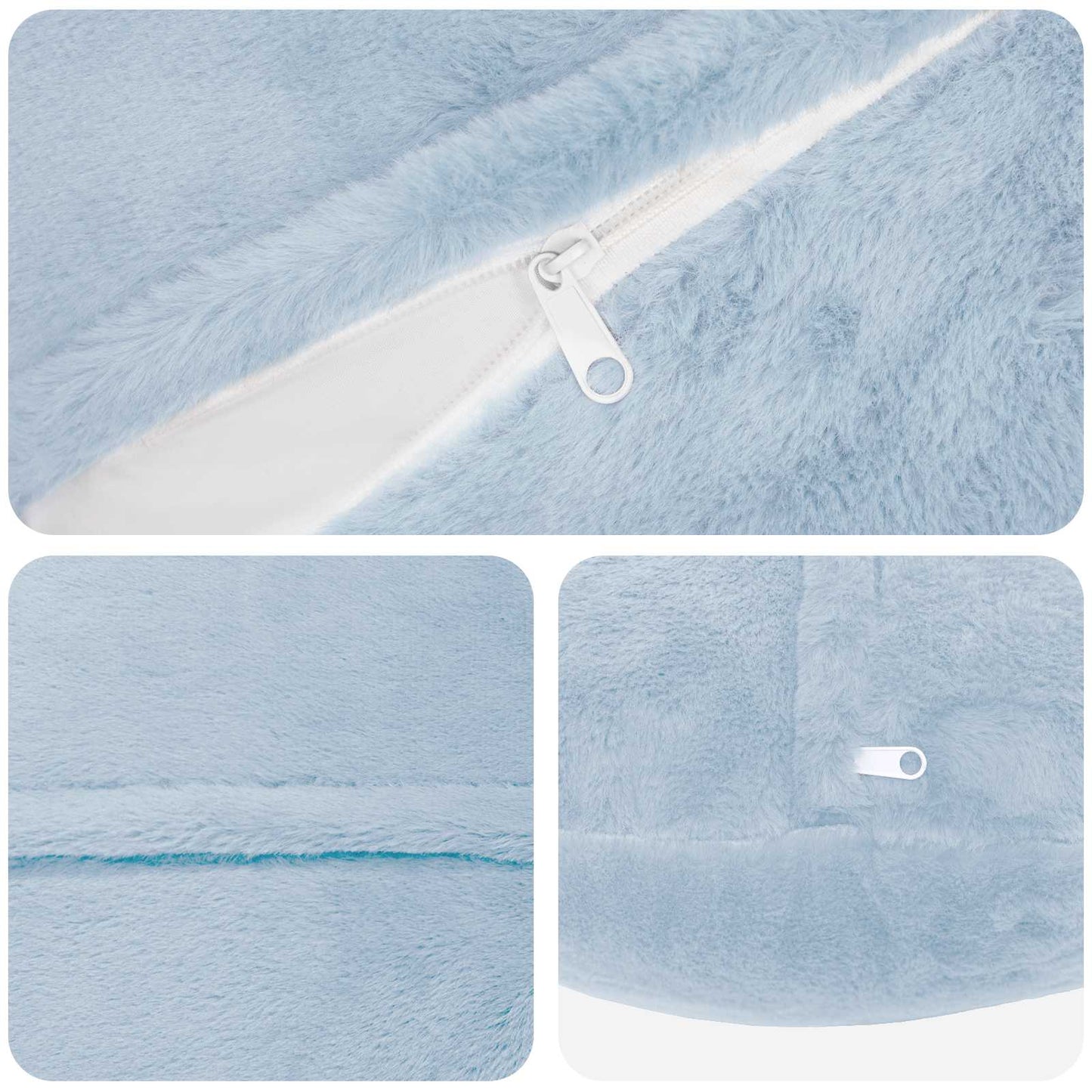 Cushion Cover 6 pcs HEERLEN Light Blue Ø 30 cm Faux Rabbit Fur