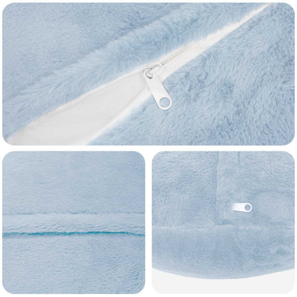 Cushion Cover 6 pcs HEERLEN Light Blue Ø 30 cm Faux Rabbit Fur