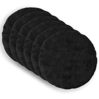 Cushion Cover 6 pcs HEERLEN Black Ø 30 cm Faux Rabbit Fur