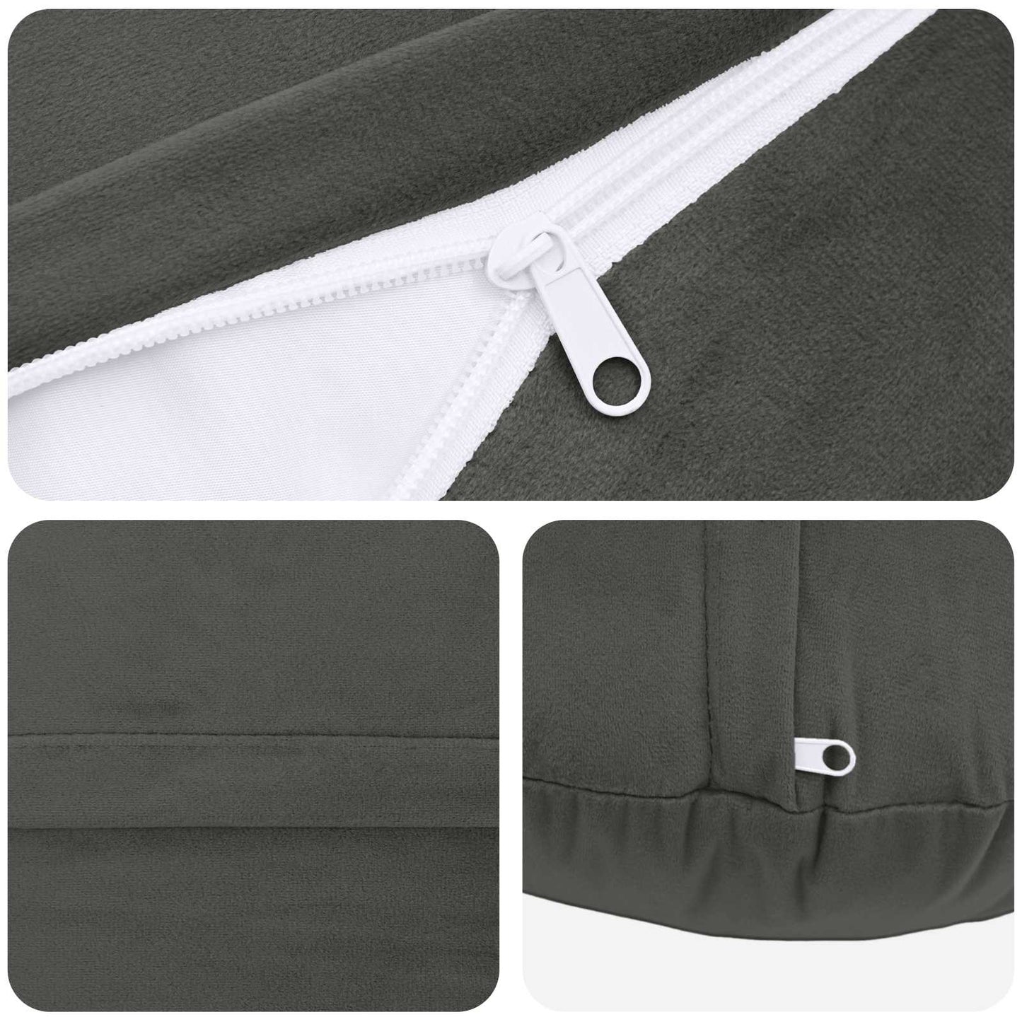 Cushion Cover 2 pcs HEERLEN Dark Grey Ø 40 cm Velvet