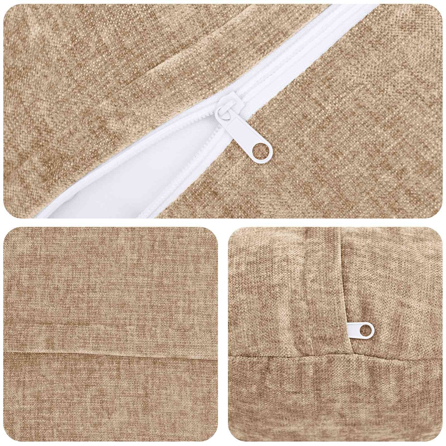Cushion Cover 2 pcs HEERLEN Taupe Ø 40 cm Chenille Fabric