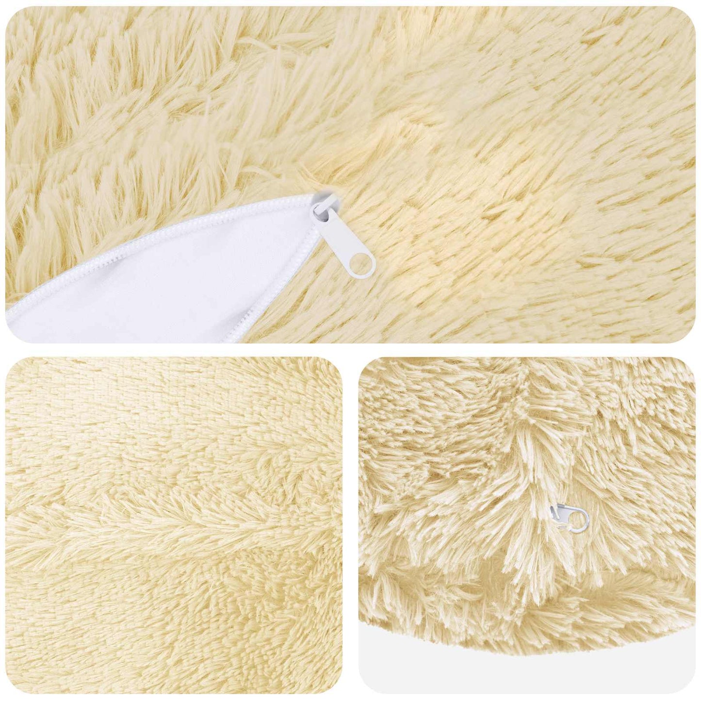 Cushion Cover 6 pcs HEERLEN Cream Ø 40 cm PV Fleece