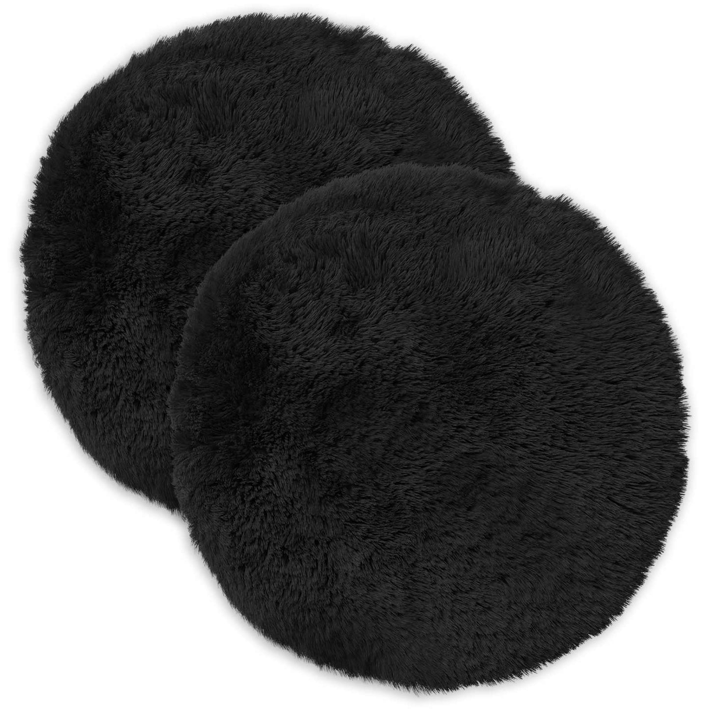 Cushion Cover 2 pcs HEERLEN Black Ø 40 cm PV Fleece