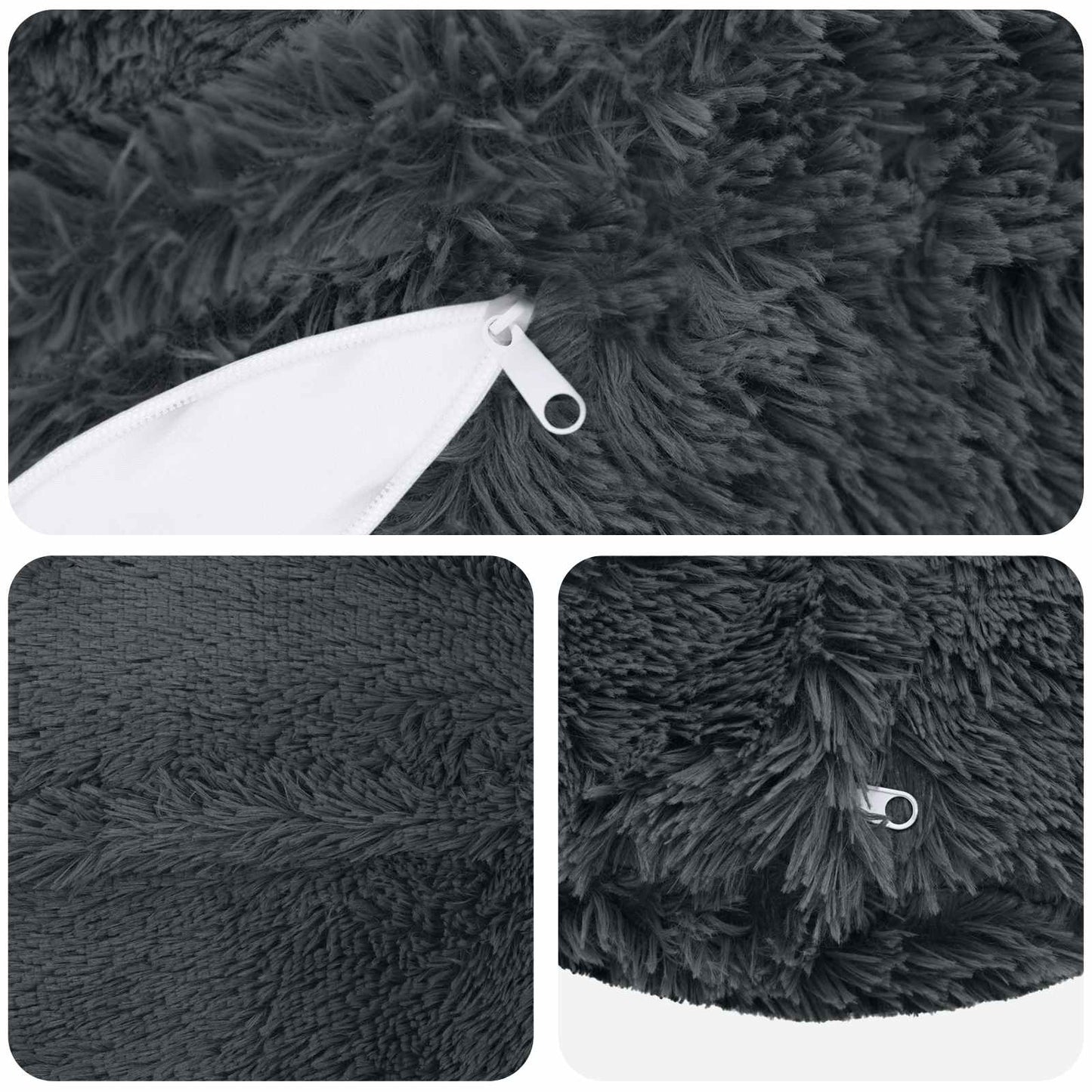 Cushion Cover 2 pcs HEERLEN Anthracite Ø 40 cm PV Fleece
