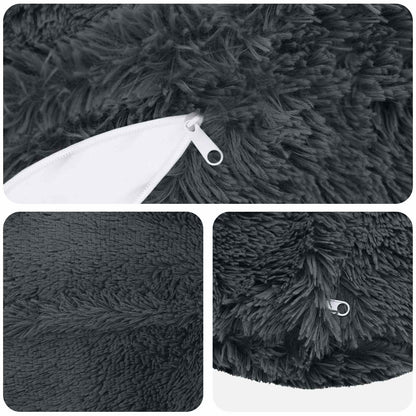 Cushion Cover 2 pcs HEERLEN Anthracite Ø 40 cm PV Fleece