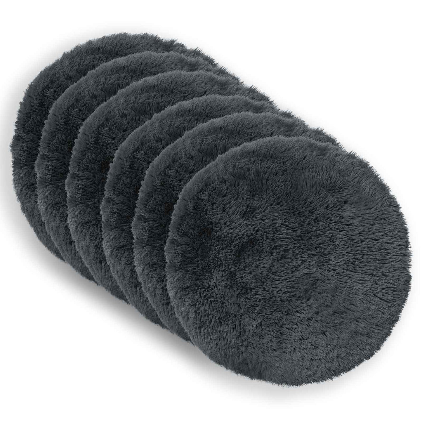 Cushion Cover 6 pcs HEERLEN Anthracite Ø 40 cm PV Fleece