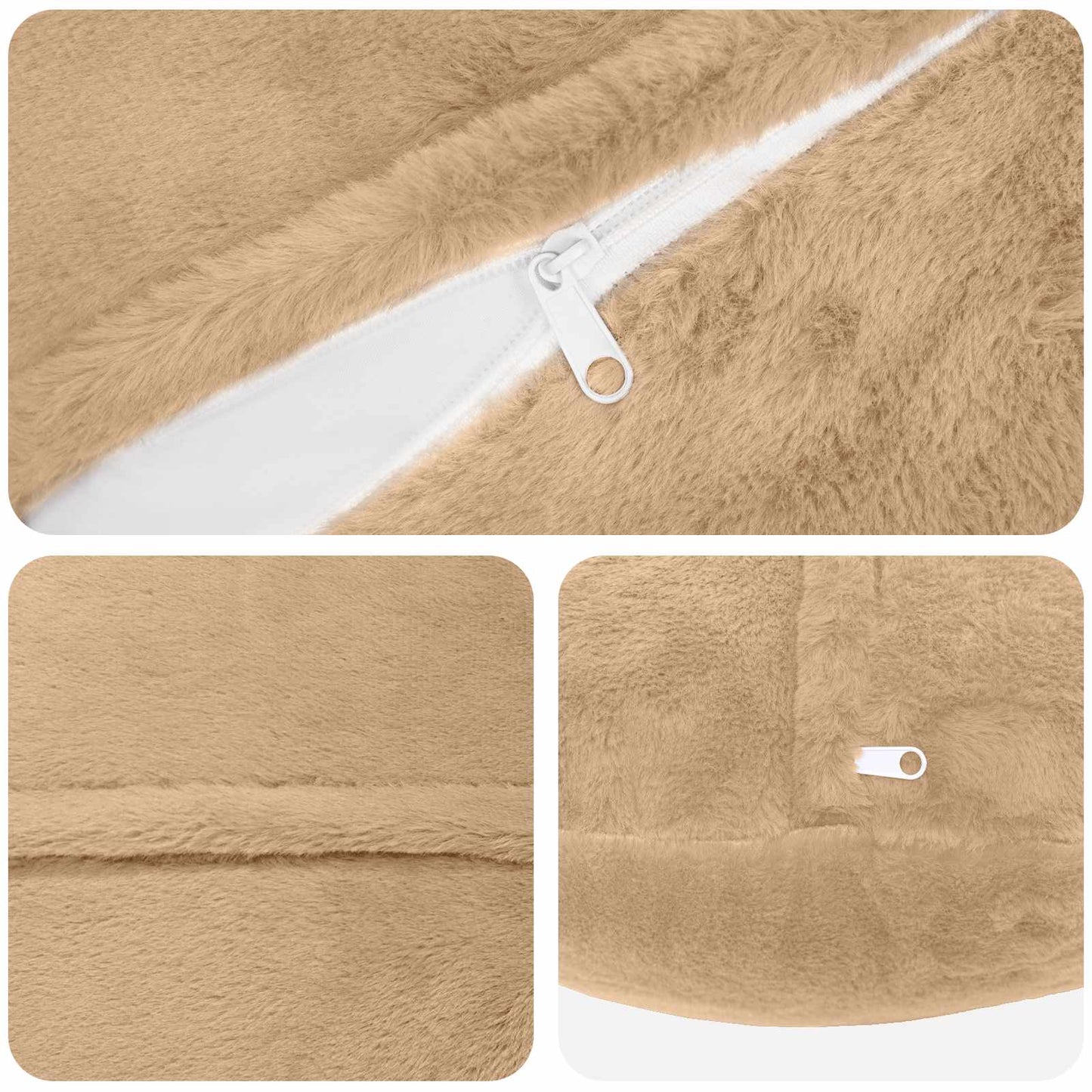 Cushion Cover 2 pcs HEERLEN Cream Ø 40 cm Faux Rabbit Fur