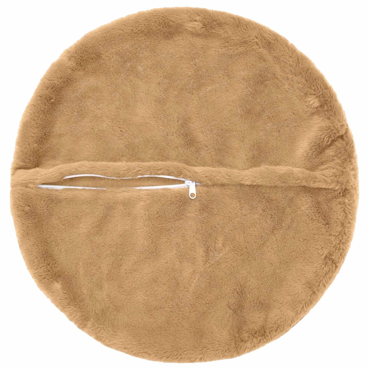 Cushion Cover 2 pcs HEERLEN Taupe Ø 40 cm Faux Rabbit Fur