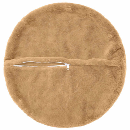 Cushion Cover 2 pcs HEERLEN Taupe Ø 40 cm Faux Rabbit Fur