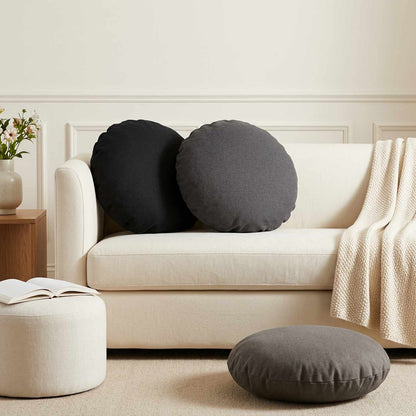 Throw Pillow 6 pcs HEERLEN Dark Grey Dia. 60 cm Fabric