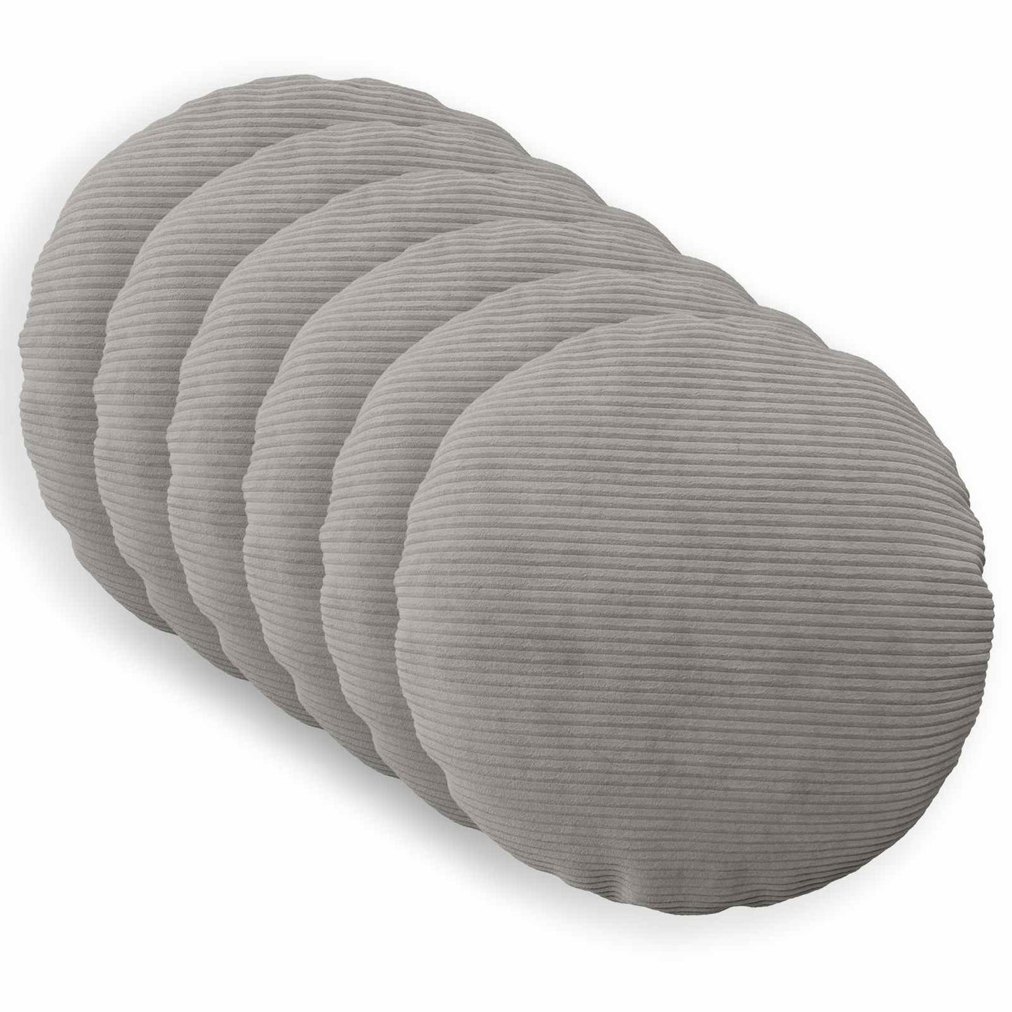 Cushion Cover 6 pcs HEERLEN Light Grey Ø 50 cm Corduroy