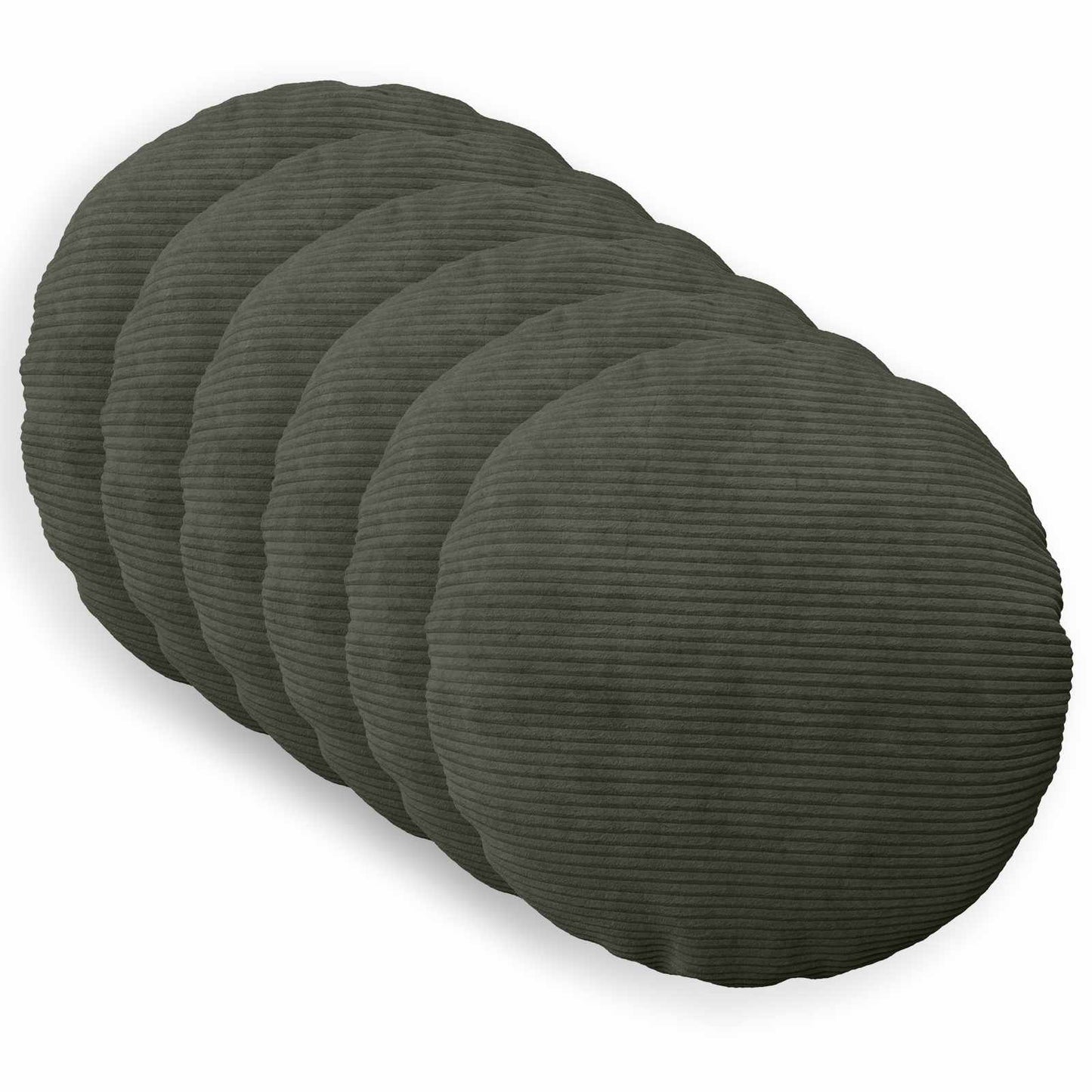 Cushion Cover 6 pcs HEERLEN Anthracite Ø 50 cm Corduroy