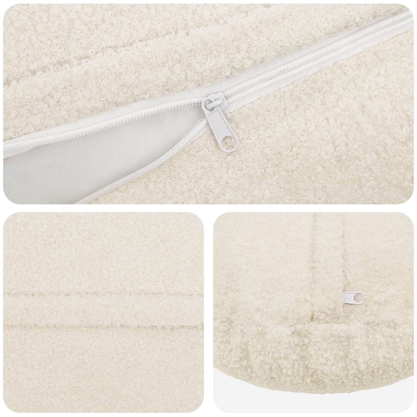 Cushion Cover 6 pcs HEERLEN Cream Ø 50 cm Bouclé