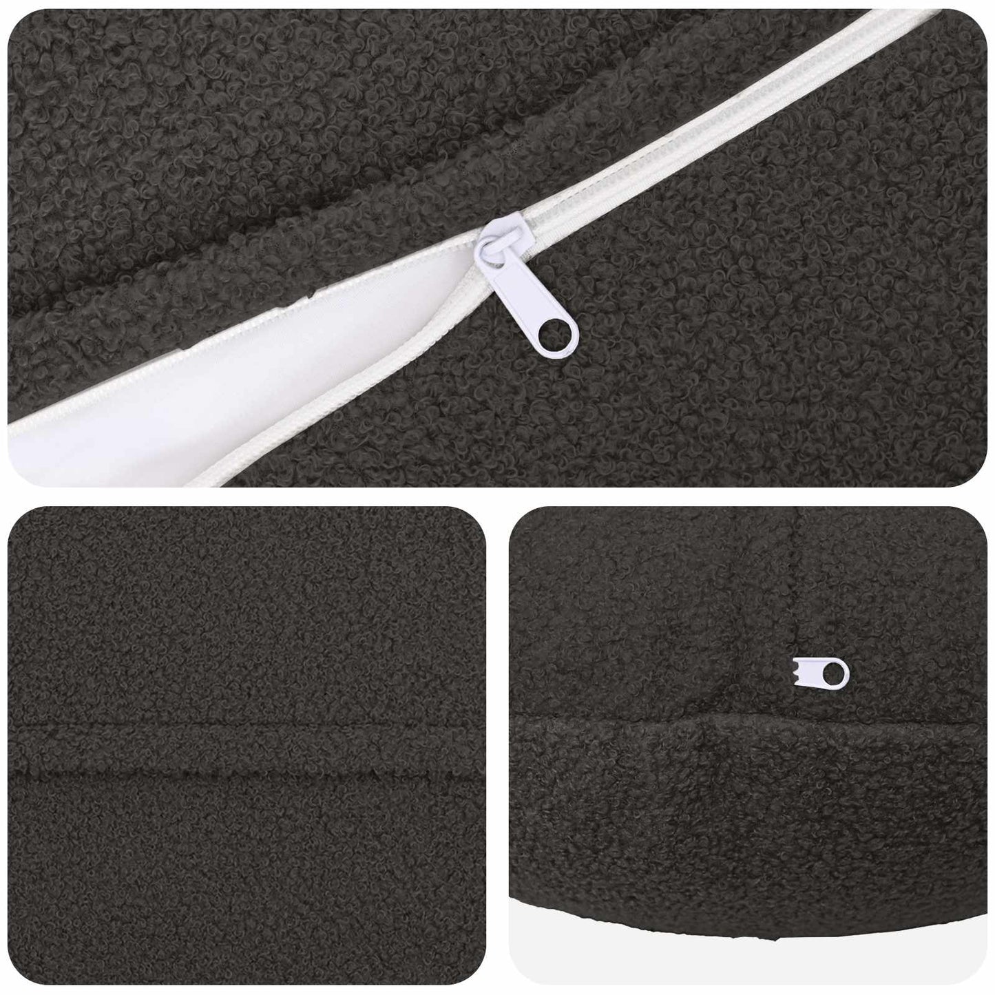 Cushion Cover 6 pcs HEERLEN Dark Grey Ø 50 cm Bouclé