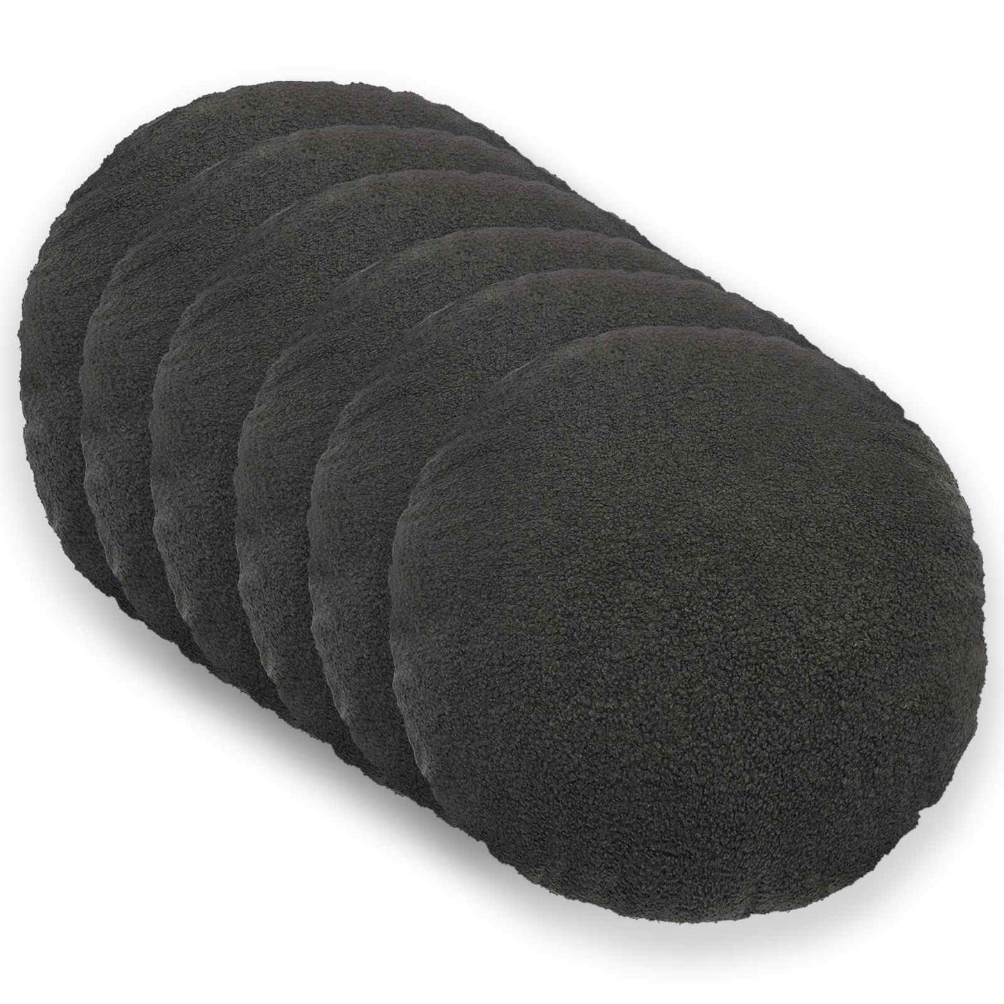 Cushion Cover 6 pcs HEERLEN Dark Grey Ø 50 cm Bouclé