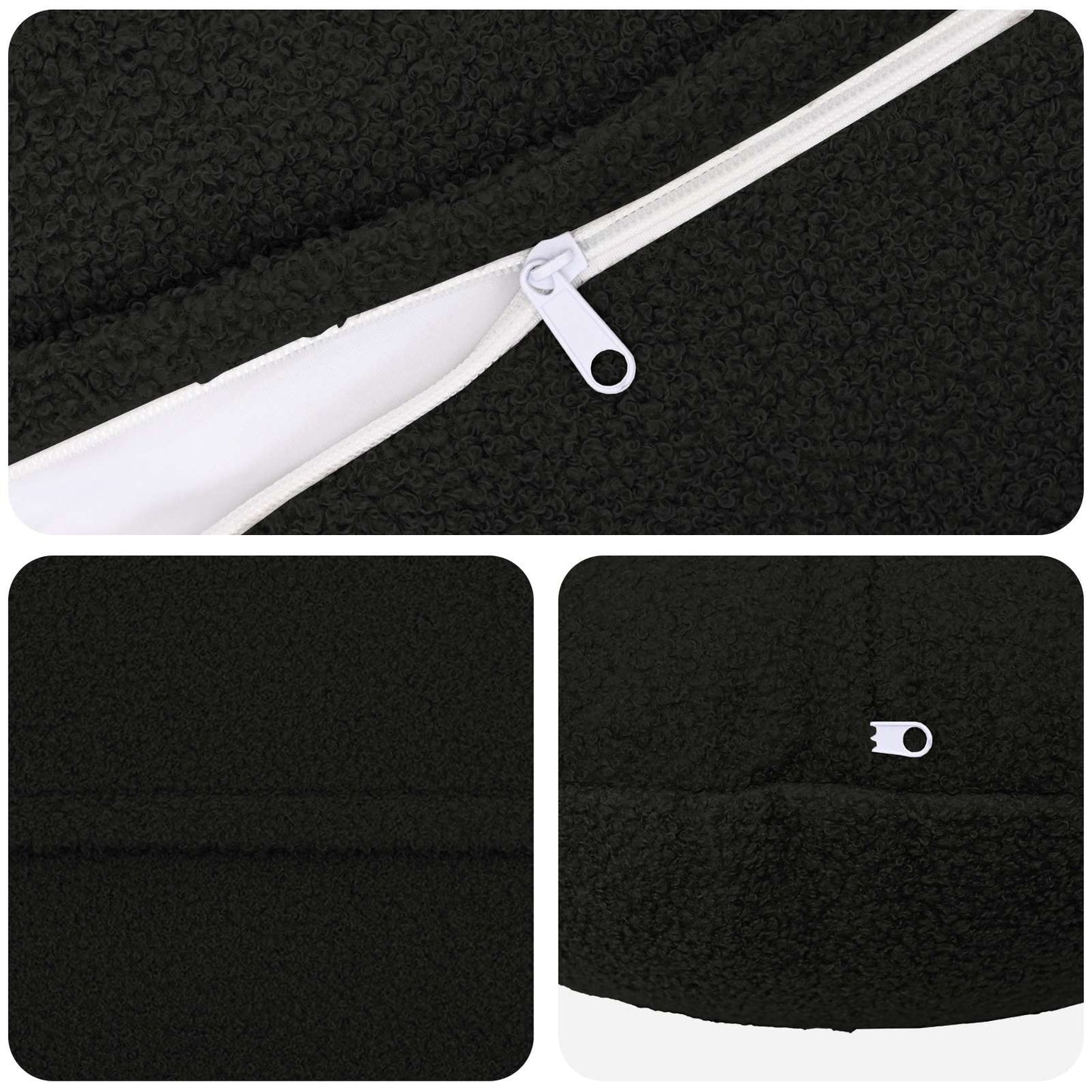Cushion Cover 6 pcs HEERLEN Black Ø 50 cm Bouclé