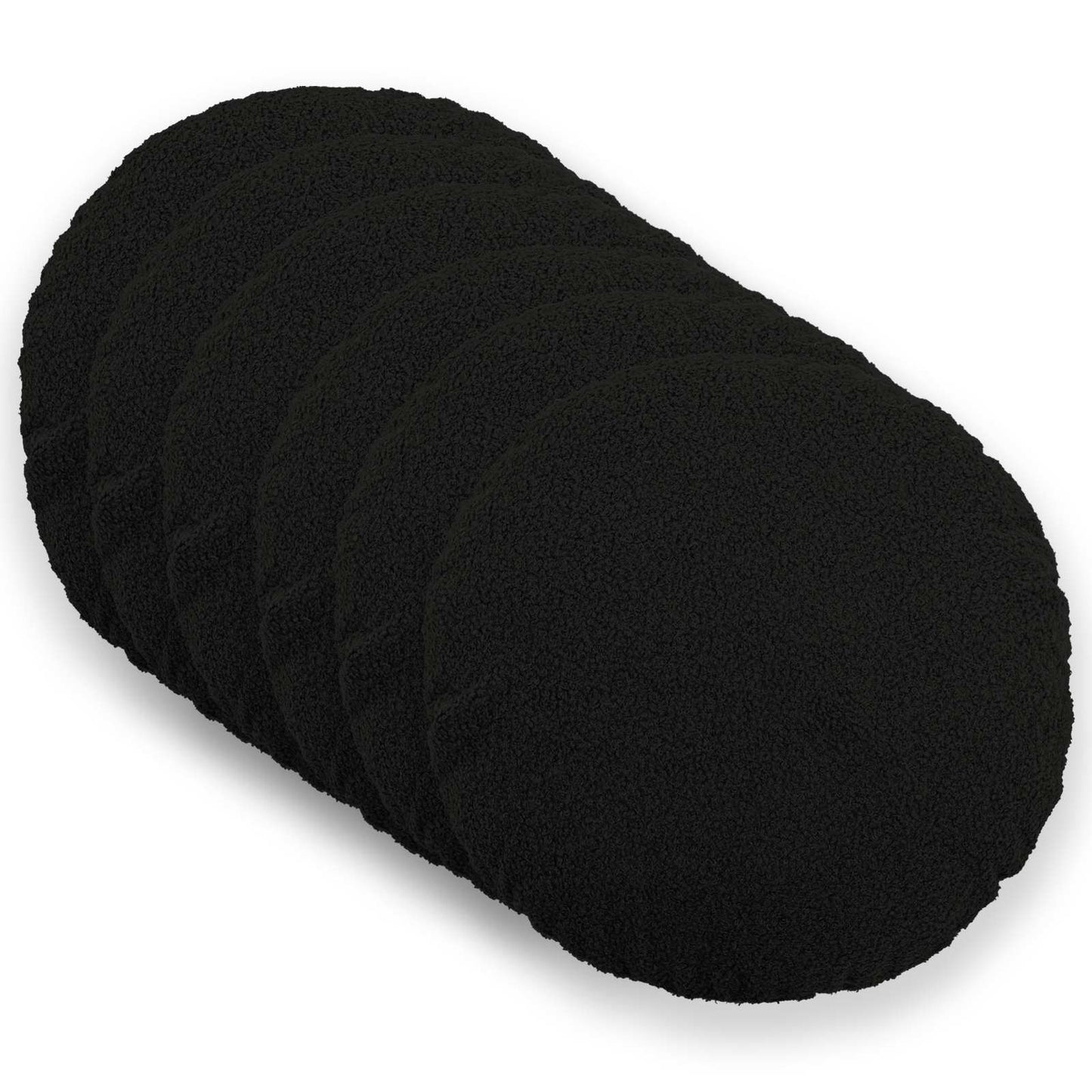 Cushion Cover 6 pcs HEERLEN Black Ø 50 cm Bouclé