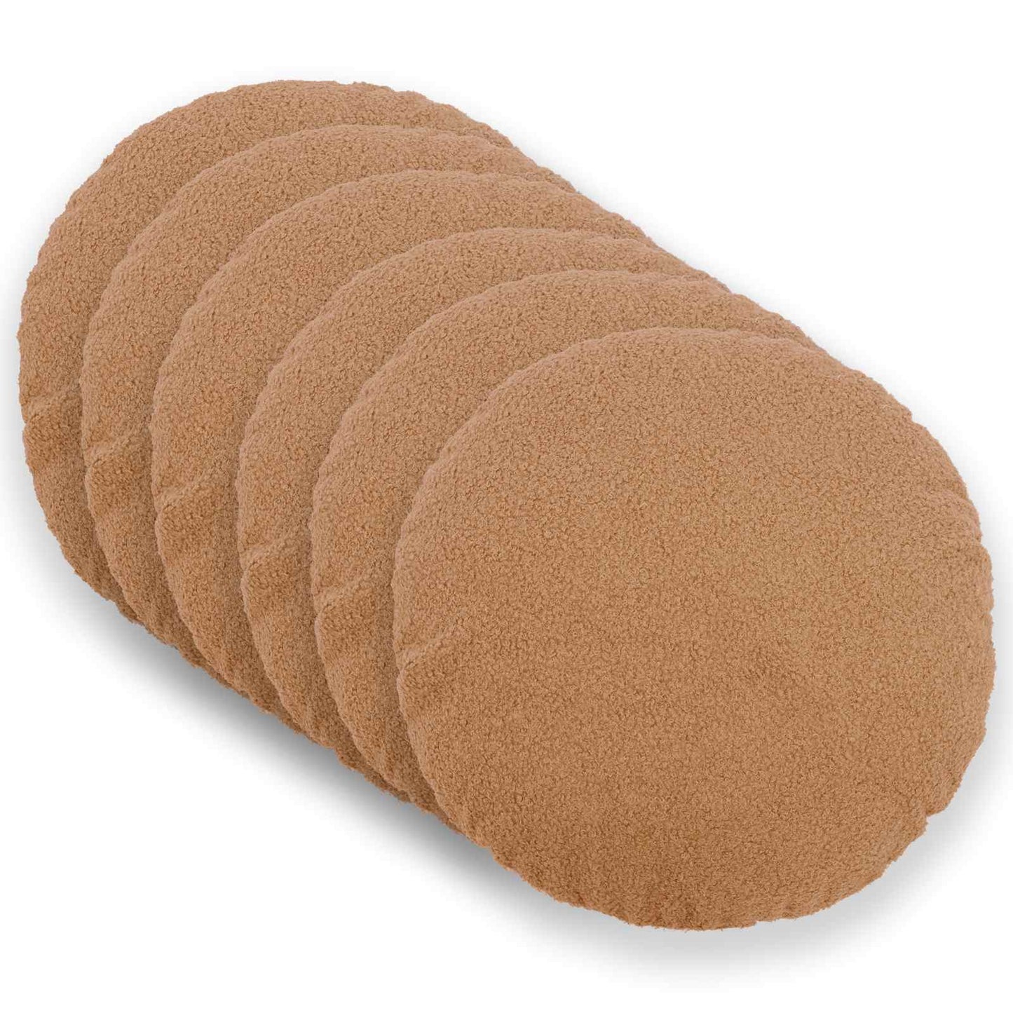 Cushion Cover 6 pcs HEERLEN Beige Ø 50 cm Bouclé