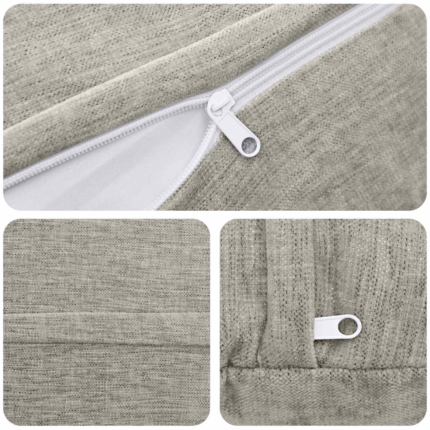 Cushion Cover 6 pcs HEERLEN Light Grey Ø 50 cm Chenille Fabric