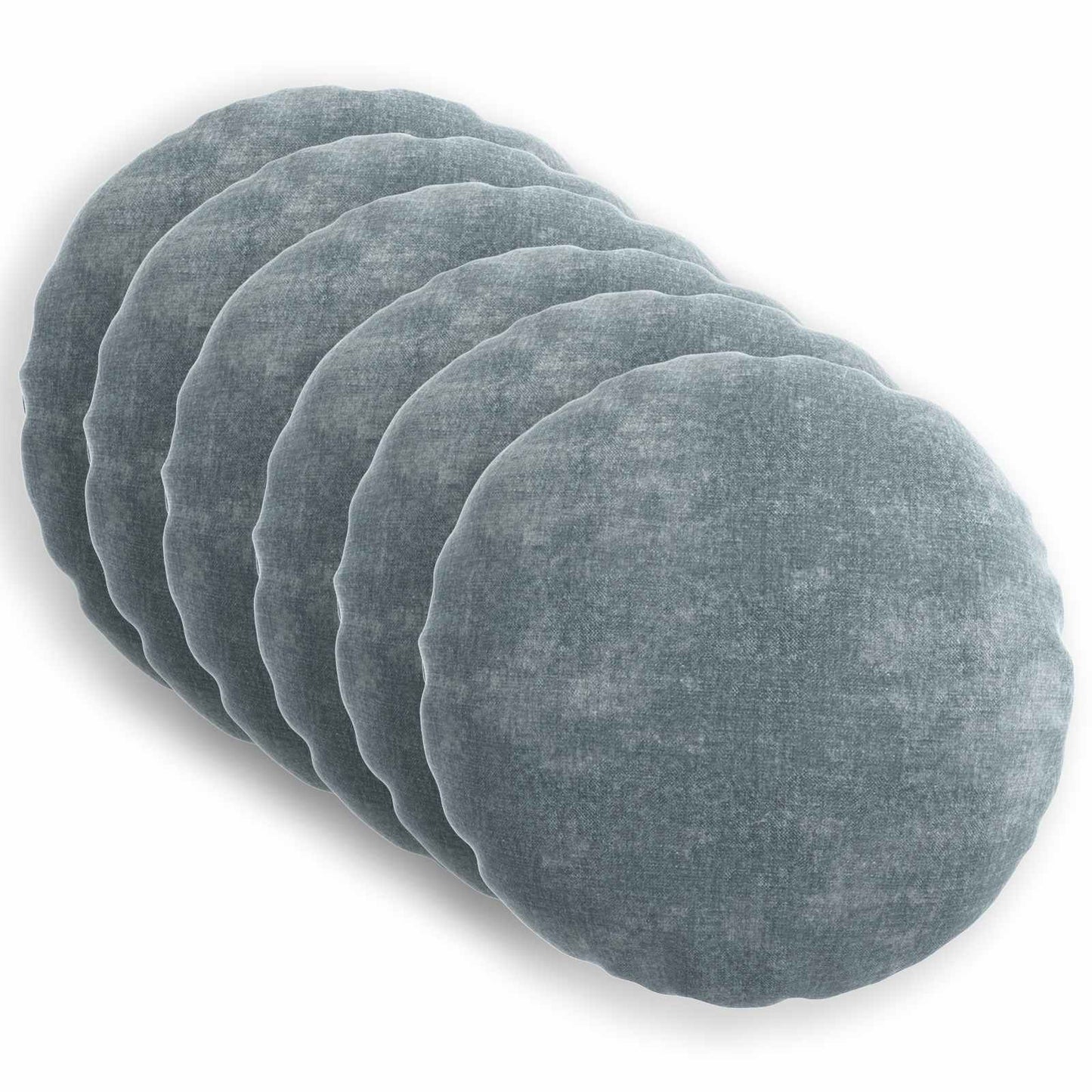 Cushion Cover 6 pcs HEERLEN Light Blue Ø 50 cm Chenille Fabric