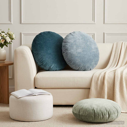 Cushion Cover 6 pcs HEERLEN Blue Ø 50 cm Chenille Fabric