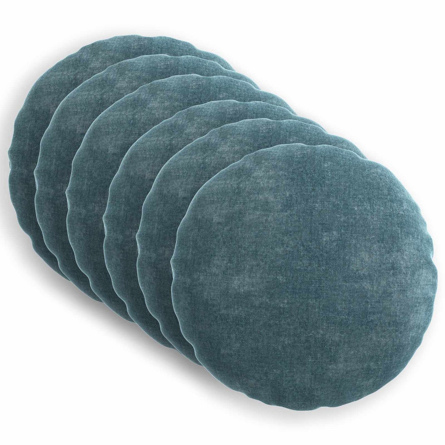 Cushion Cover 6 pcs HEERLEN Blue Ø 50 cm Chenille Fabric