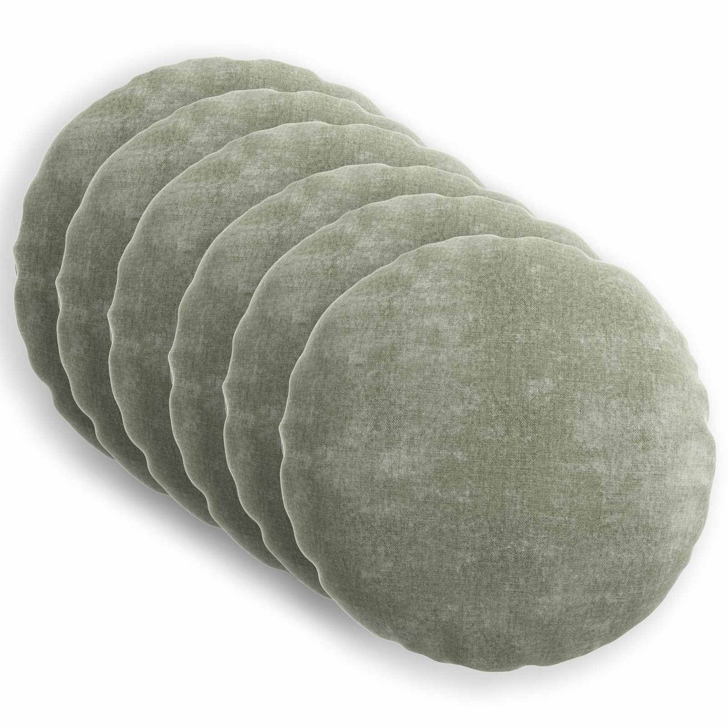 Cushion Cover 6 pcs HEERLEN Green Ø 50 cm Chenille Fabric