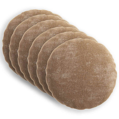 Cushion Cover 6 pcs HEERLEN Brown Ø 50 cm Chenille Fabric
