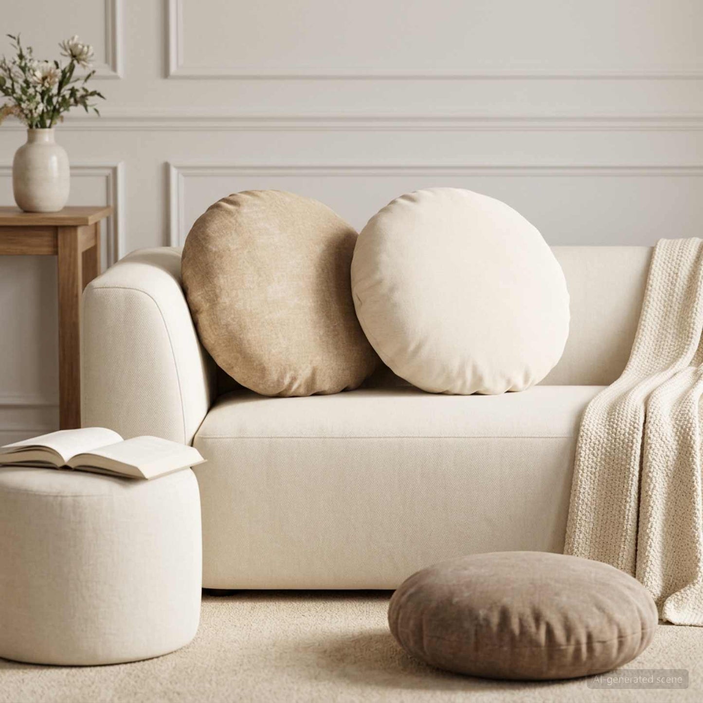 Cushion Cover 6 pcs HEERLEN Brown Ø 50 cm Chenille Fabric